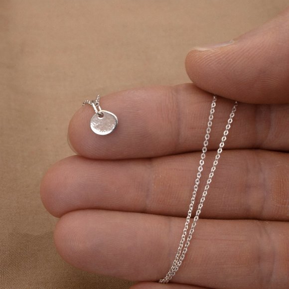 925 Sterling Silver Link Necklace, Tiny Tiny Charm Pendant, Stamped 925 - Picture 2 of 6